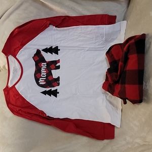 Womens  Family Bear Buffalo Plaid Cotton And Fleece Pajamas , Christmas